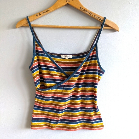 MADEWELL Retro 70's-Inspired Faux Wrap Striped Tank Top - Picture 2 of 6